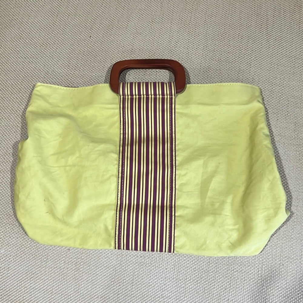 BACK TO BASICS LIME GREEN AND PURPLE TOTE
